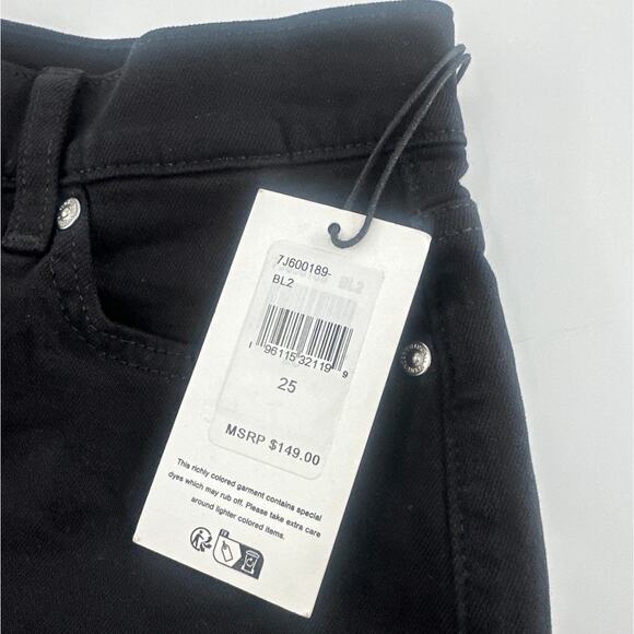 7 For All Mankind Women's Black Cut Off High Rise Jean Shorts Size 25 - Picture 3 of 13